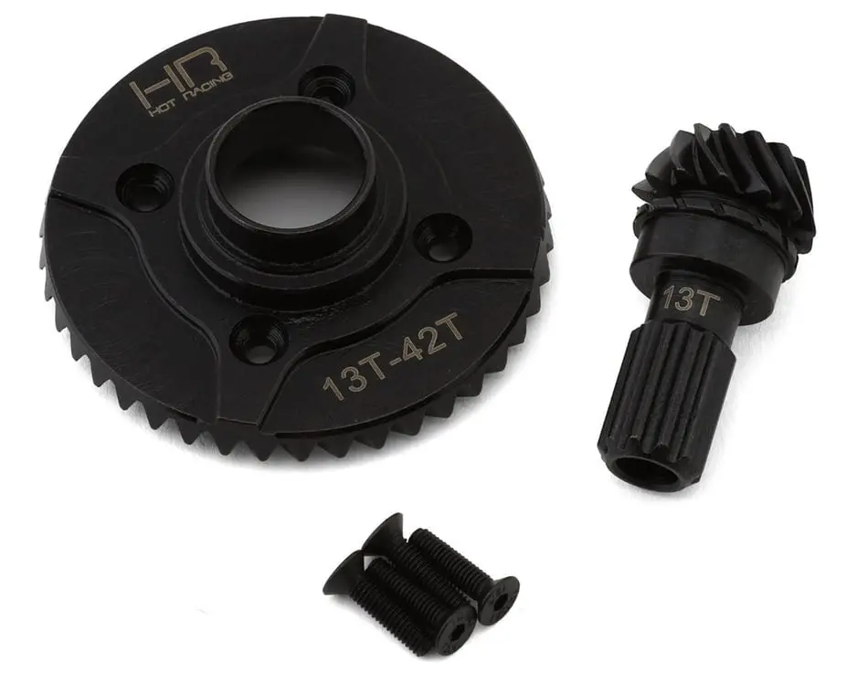 Hot Racing Rear Steel Helical Cut Diff Ring And Pinion Gear: Traxxas X-Trucks (42/13T) 1