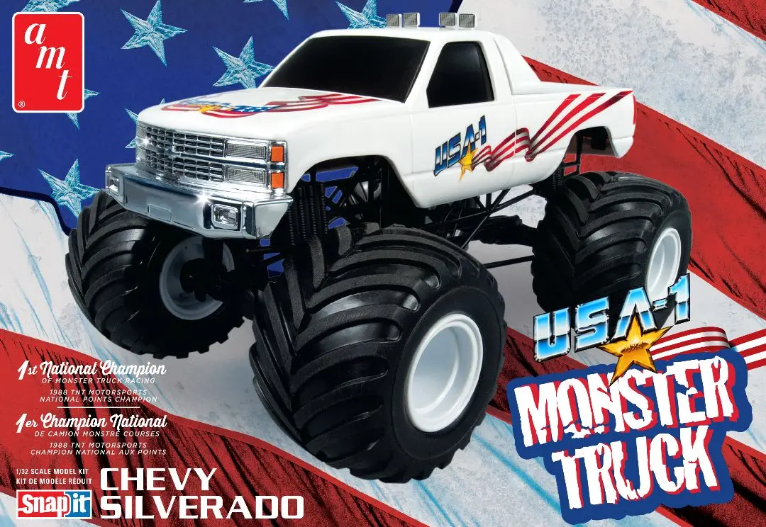 Amt 1/32 Usa-1 Chevy Silverado Monster Truck Snap Model Kit 1