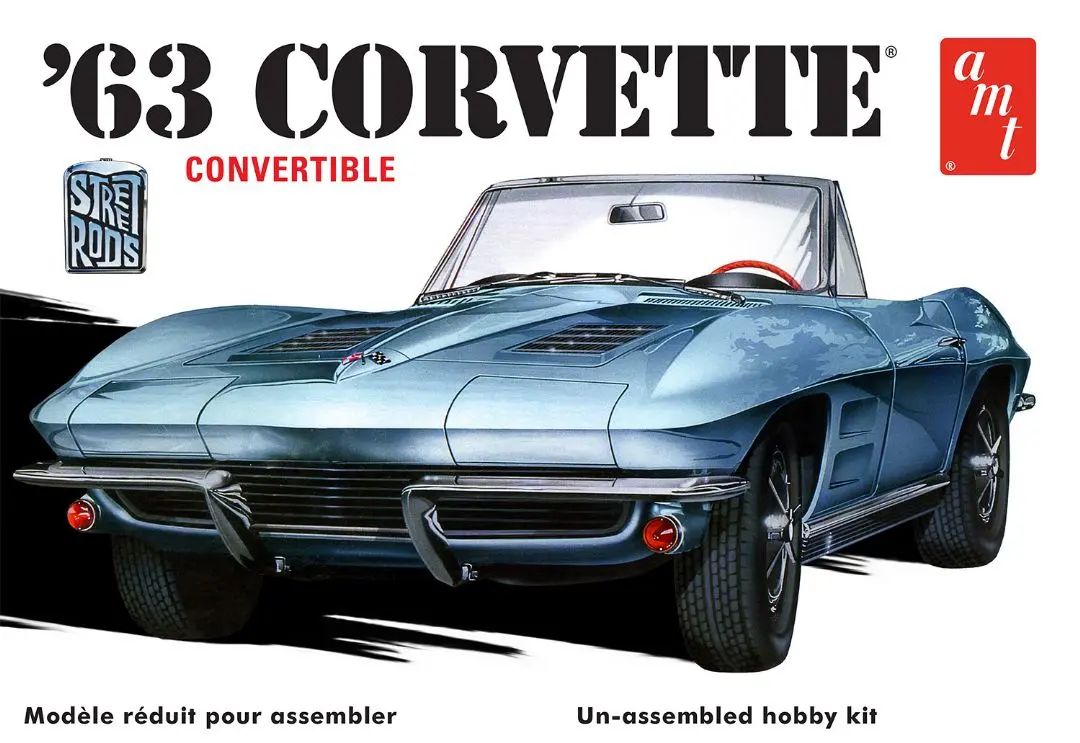 Amt 1/25 1963 Corvette Convertible Street Rods Model Kit 1