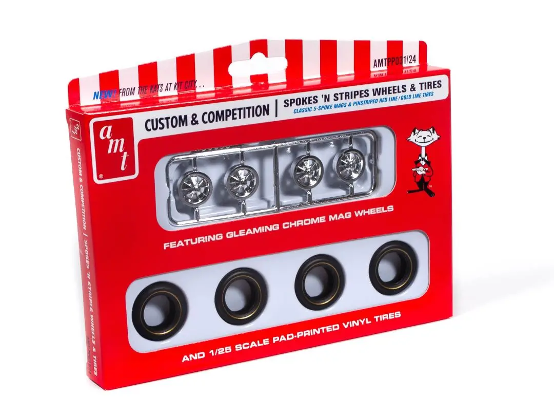 Amt 1/24 Spokes N’ Stripes Wheels And Tires Parts Pack 1