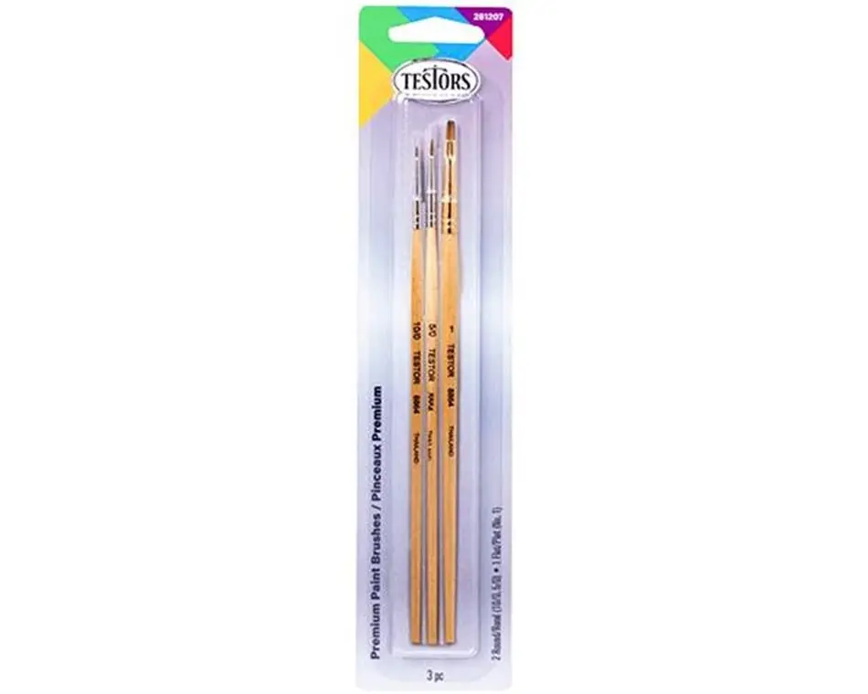 Testors Premium Paint Brush Set: 2 Round/1Flat 1