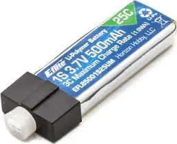 E-Flite 500Mah 1S 3.7V 25C Lipo Battery 1