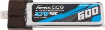 Gens Ace 600Mah 1S 3.7V 45C Lipo Battery 1
