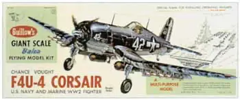 Guillows 1/16 Vought F4u-4 Corsair Giant Scale Balsa Flying Model Kit 1