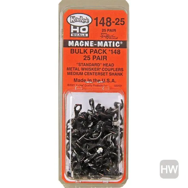 Kadee Trains Magnematic Standard Metal Whisker Couplers: Medium Shank (25 Pair Bulk Pack) 1