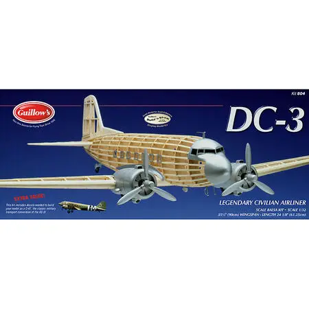 Guillows 1/32 Dc-3 Civilian Airliner Laser Cut Balsa Kit 1