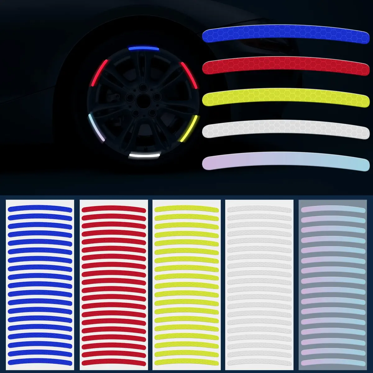 Reflective Rim Stickers: Assorted Colors (Small) 1