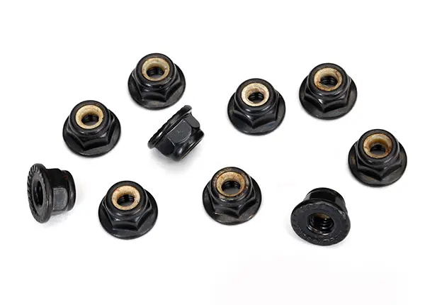 Traxxas Flanged Serrated Nyloc Nuts: 4Mm (Black) 1
