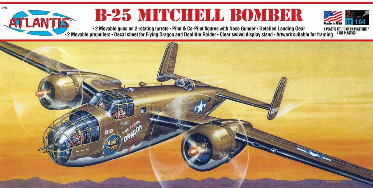 Atlantis 1/64 B-25 Mitchell Wwii Bomber Model Kit 1