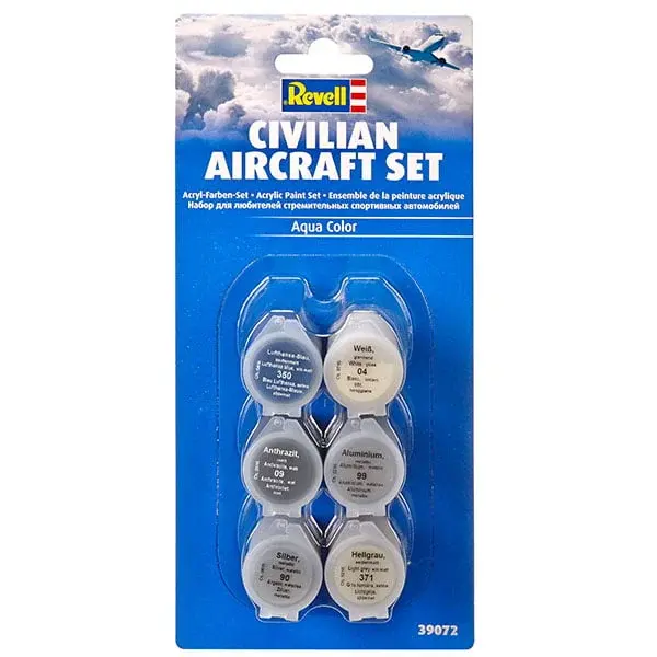 Revell Acrylic Aqua Color Paint Set: Civilian Aircraft 1