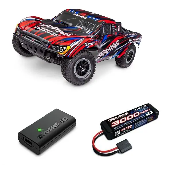 Traxxas Slash 2Wd 1/10 Bl-2S Ehd Short Course Truck W/2S 3000Mah Lipo Battery And Usb-C Charger: Rtr (Red) 1