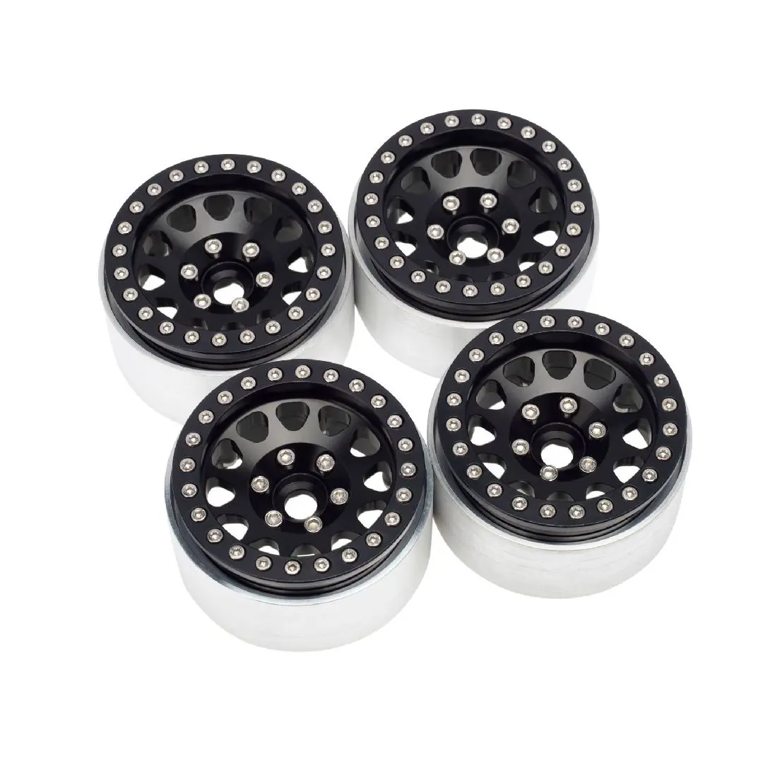 Hobby Details 1.9” Round Triangle Aluminum Beadlock Crawler Rims: Black 1