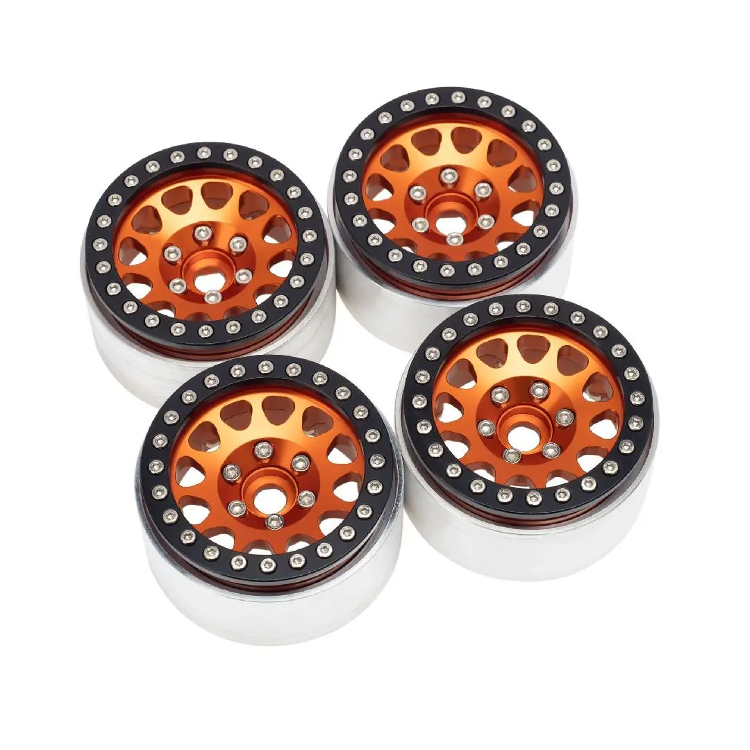 Hobby Details 1.9” Round Triangle Aluminum Beadlock Crawler Rims: Orange 1