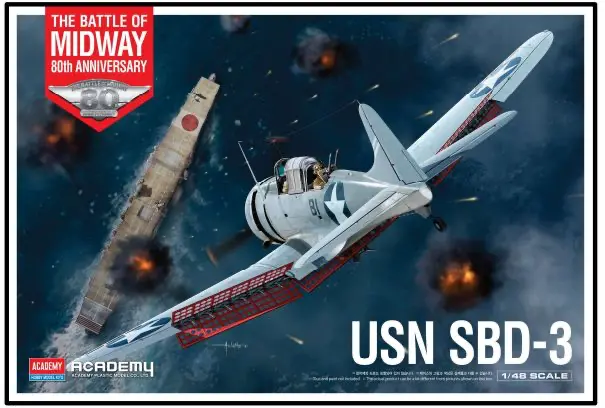 Academy 1/48 Usn Sbd-3 Dauntless “Battle Of Midway” Model Kit 1