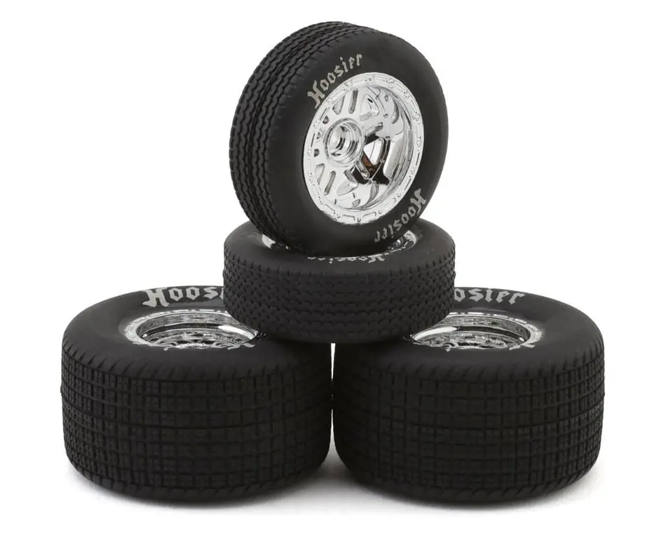 1Rc 1/18 Premounted Hoosier Sprint Tires Set: Chrome (Soft) 1