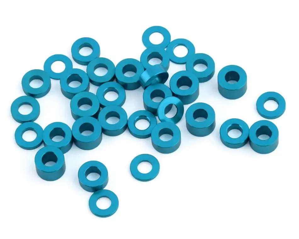 Team Brood 6061 Aluminum Ballstud Washer Full Kit: M3x6mm (Light Blue) 1