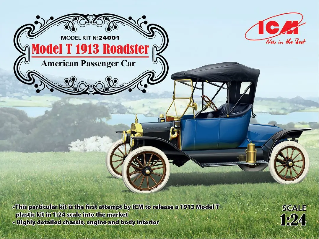 Icm Models 1/24 1913 Ford Model T Roadster Model Kit 1
