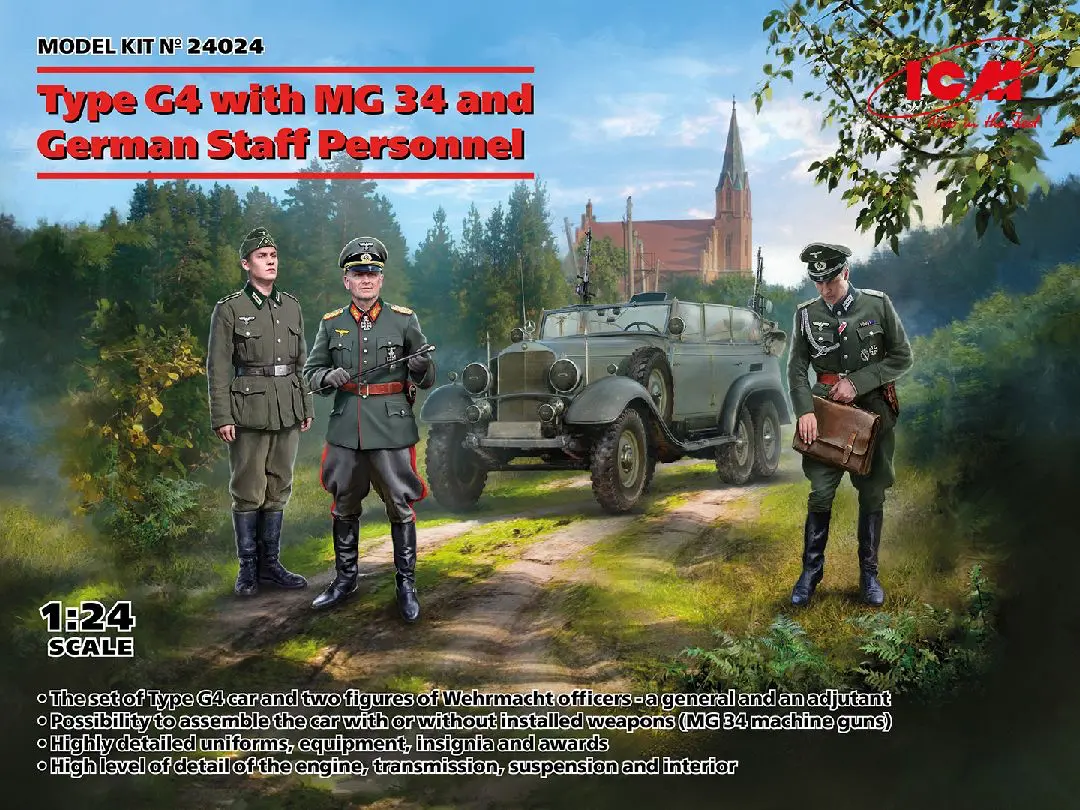 Icm 1/24 Type G4 W/Mg 34 And German Staff Personel Model Kit 1