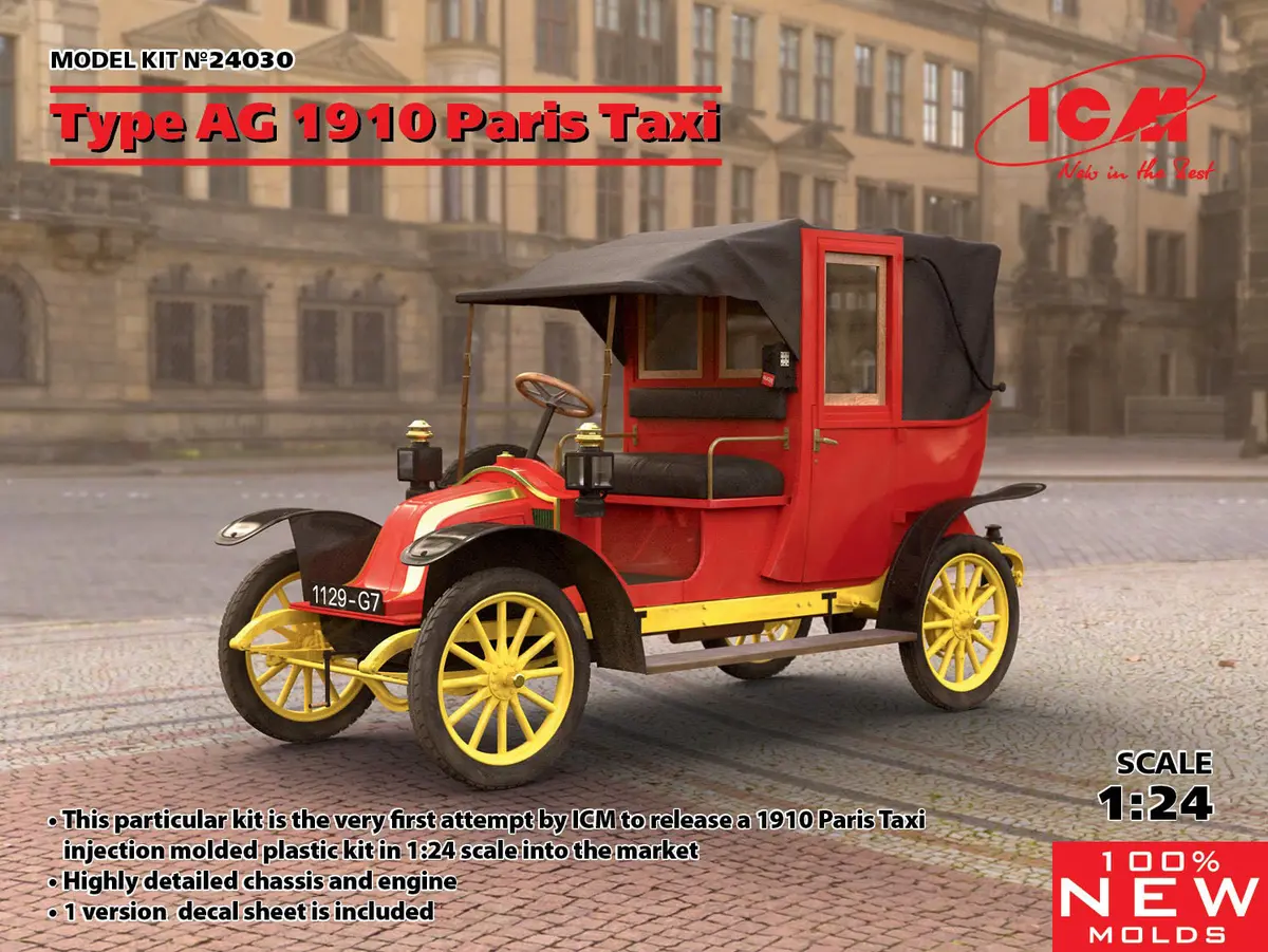 Icm Models 1/24 1910 Type Ag Paris Taxi Model Kit 1