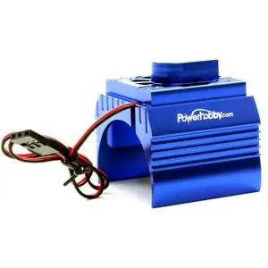 Power Hobby Aluminum Motor Heatsink W/Cooling Fan: 550 Size (Blue) 1