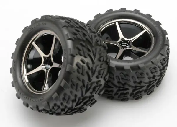 Traxxas Pre-Mounted Talon Tires W/Gemini Wheels (Black Chrome) (2) 1