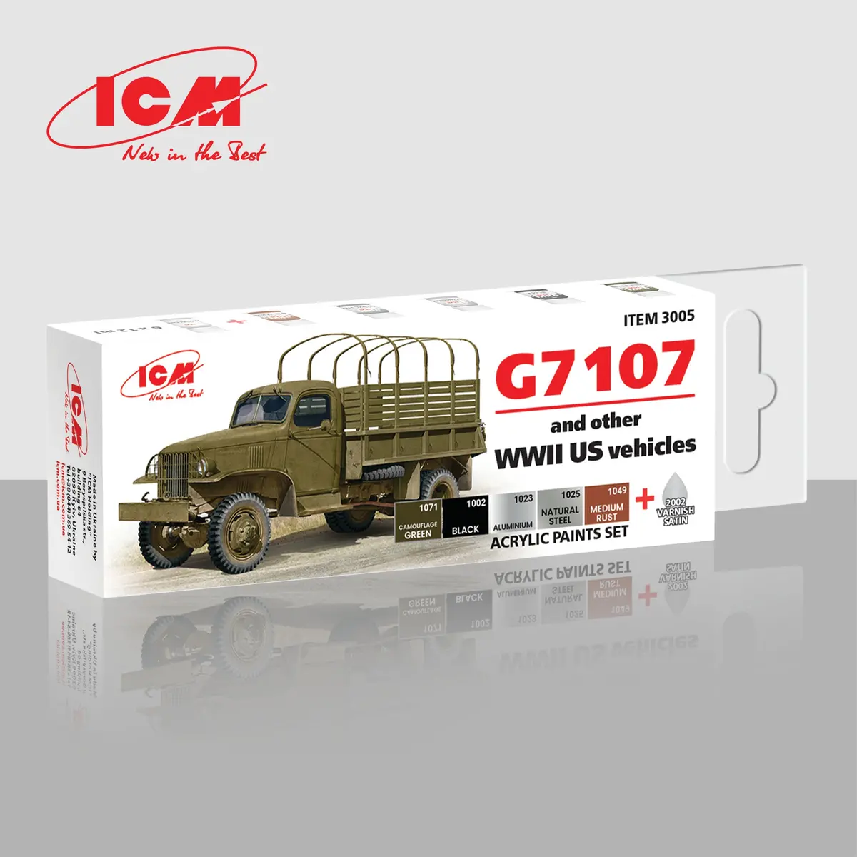 Icm Models 6 Piece Acrylic Paint Set: Us Wwii Vehicles G7107 1