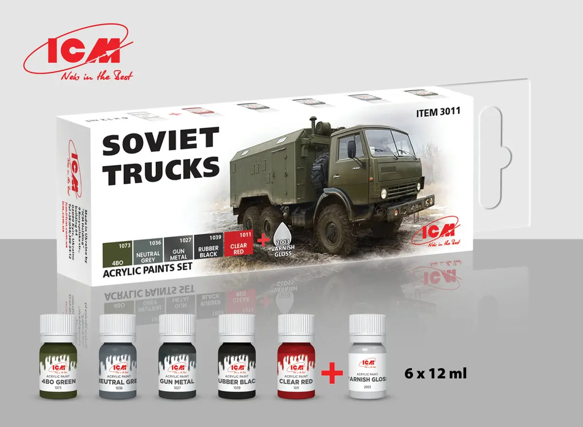 Icm Models 6 Piece Acrylic Paint Set: Soviet Trucks 1