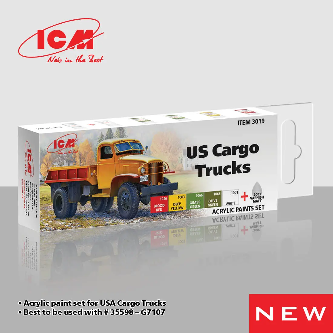 Icm Models 6 Piece Acrylic Paint Set: Us Cargo Trucks 1