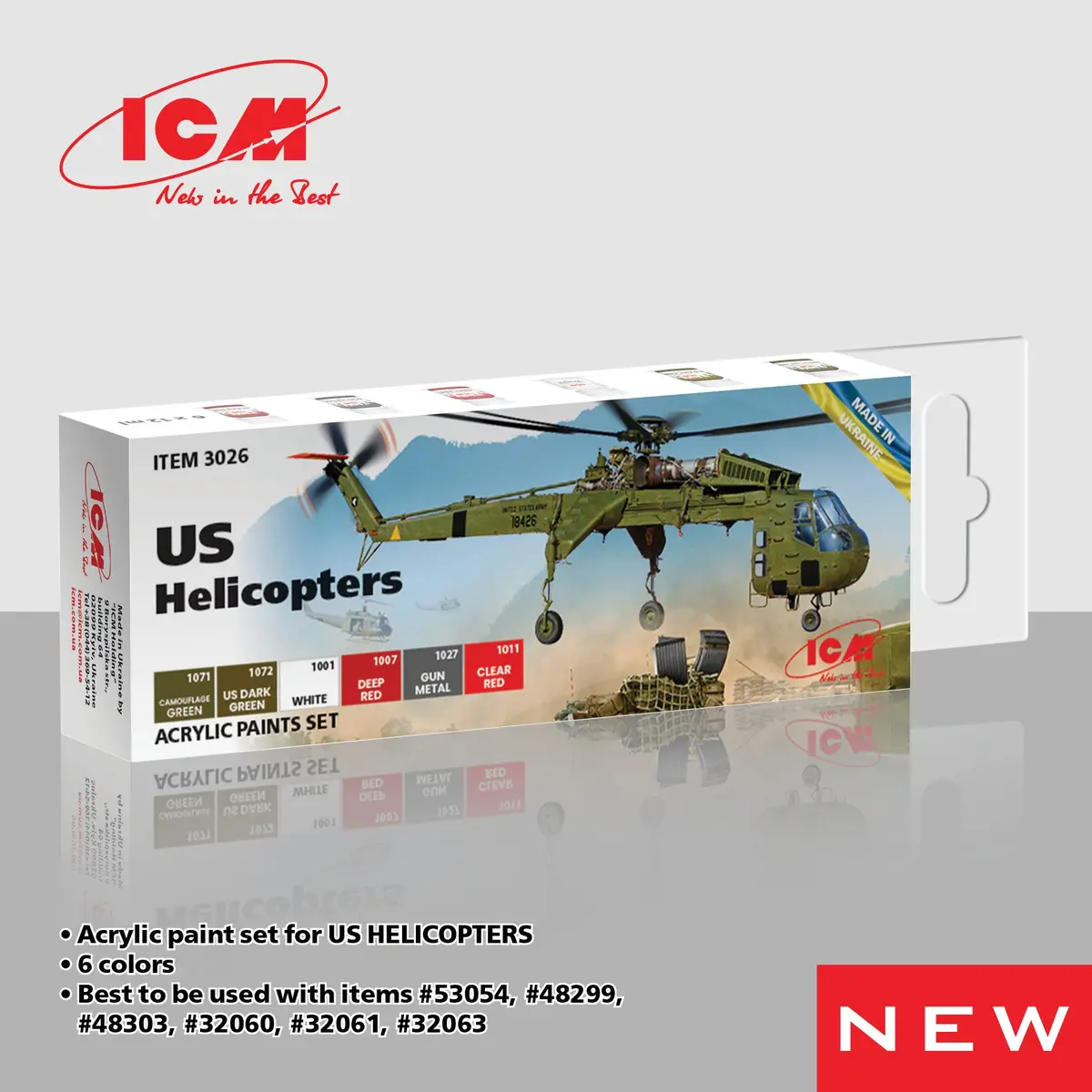 Icm Models 6 Piece Acrylic Paint Set: Us Helicopters 1