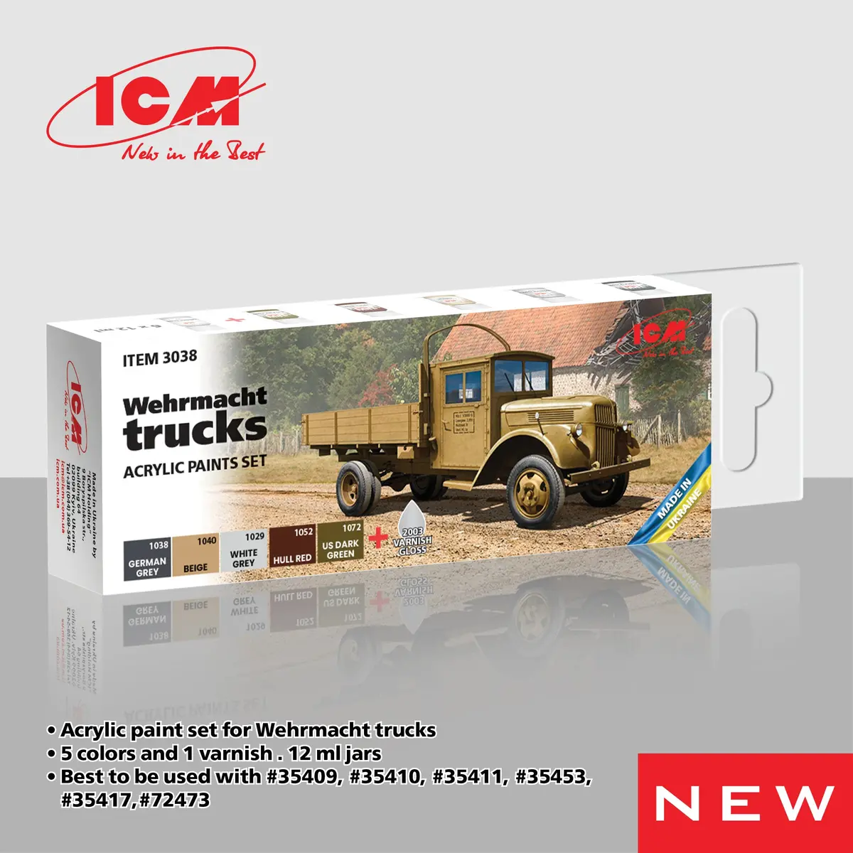 Icm Models 6 Piece Acrylic Paint Set: Wehrmacht Trucks 1