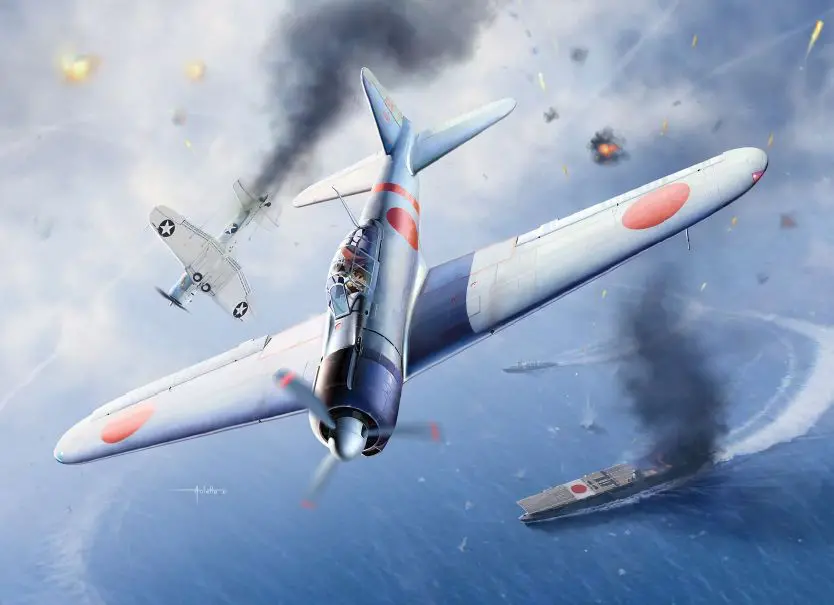 Academy 1/48 A6m2b “Battle Of Midway” Zero Fighter Model 21 Model Kit 1