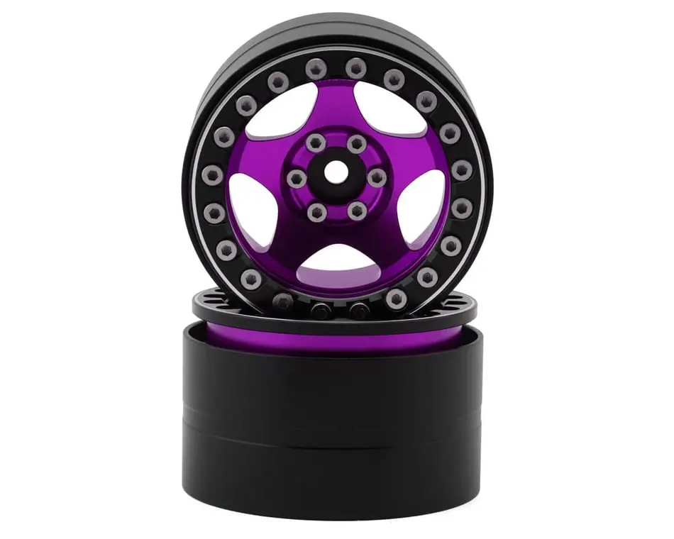 Treal Hobby 2.2” Five Star Aluminum Beadlock Wheels: Purple (2) 1