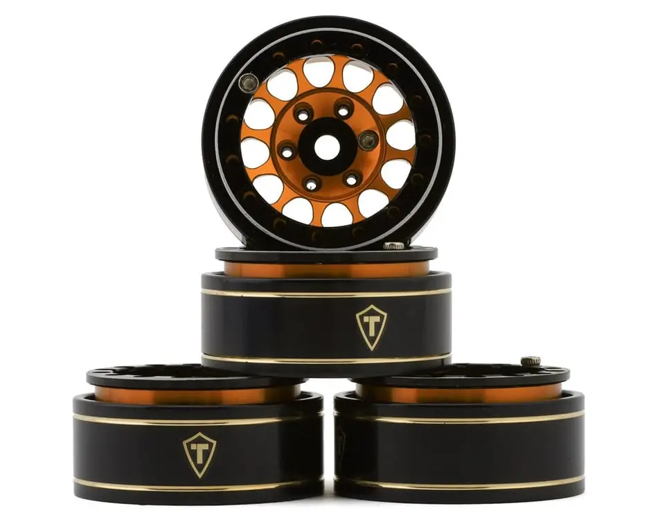 Treal Hobby 1.0” Aluminum Beadlock Wheels: Trx-4M/Scx24 (Orange) 1