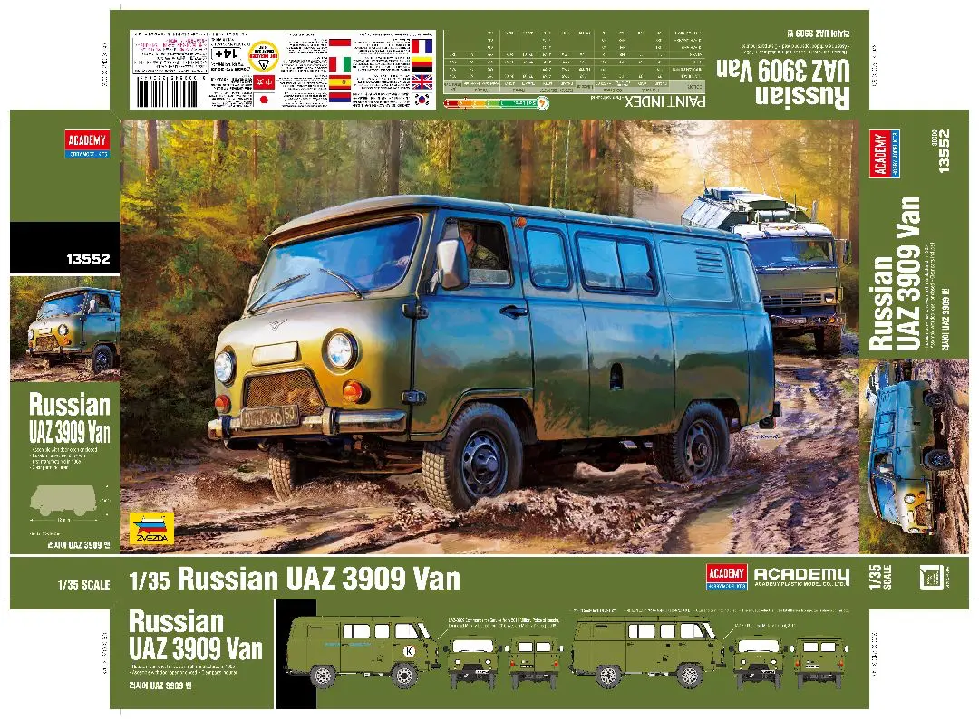 Academy 1/35 Russian Uaz 3909 Van By Zvezda Model Kit 1