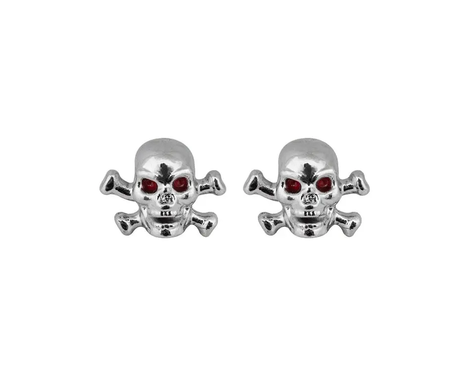 Triktopz Designer Valve Caps: Skull/Bone (Chrome) 1