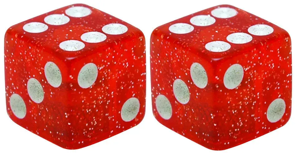 Triktopz Designer Valve Caps: Sparkle Dice (Red/White) 1