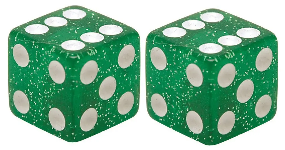 Triktopz Designer Valve Caps: Sparkle Dice (Green/White) 1