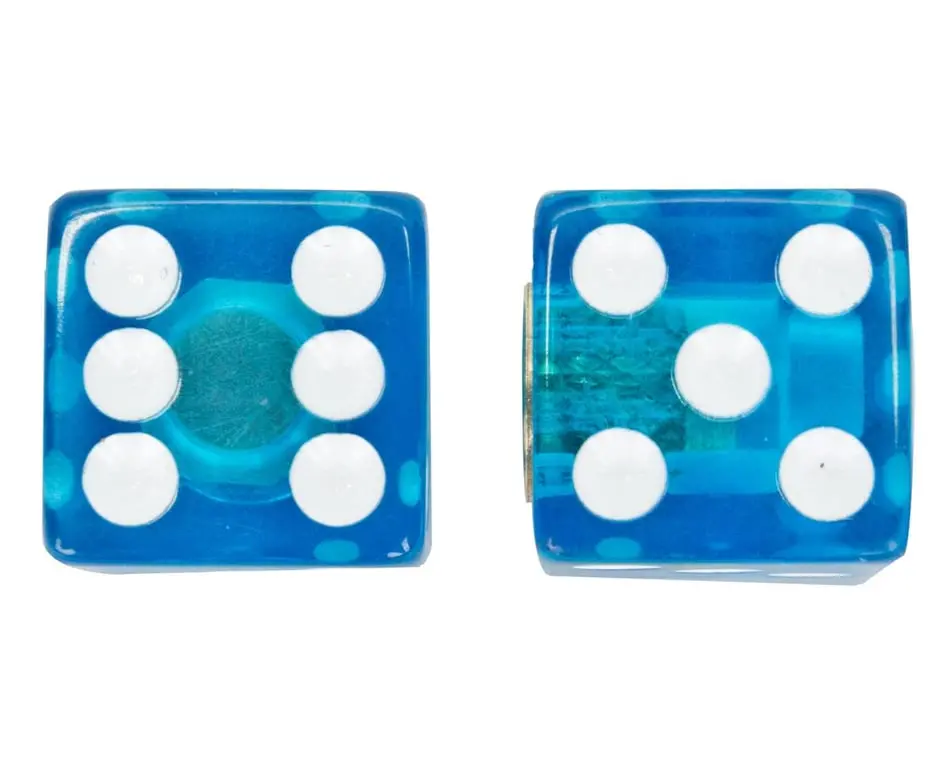 Triktopz Designer Valve Caps: Clear Dice (Blue/White) 1