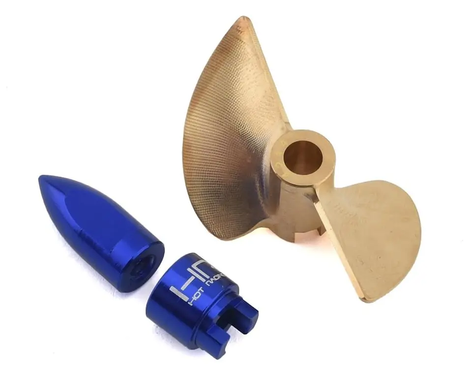 Hot Racing Cnc Brass Prop Set W/Bullet Nut And Drive Dog: 42X63mm (Tra Spartan/M41) 1