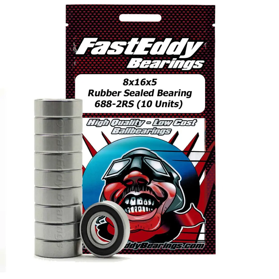 Fast Eddy Rubber Sealed Bearing F688-2Rs: 8X16x5mm (10) 1