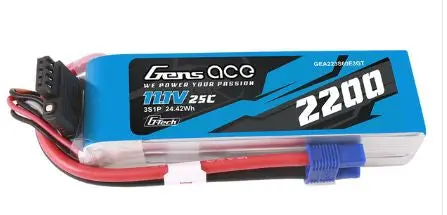Gens Ace G-Tec 7.4V 2S 2200Mah 45C Lipo Battery: Deans 1