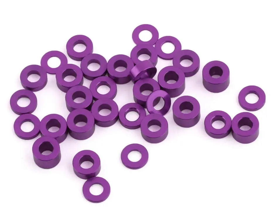 Team Brood 6061 Aluminum Ballstud Washer Full Kit: M3x6mm (Purple) 1