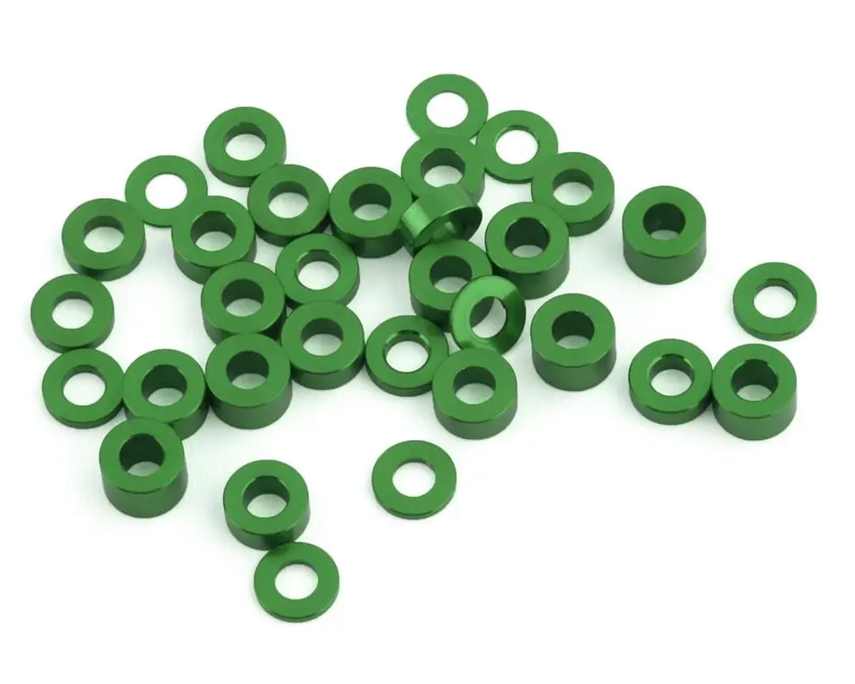 Team Brood 6061 Aluminum Ballstud Washer Full Kit: M3x6mm (Green) 1