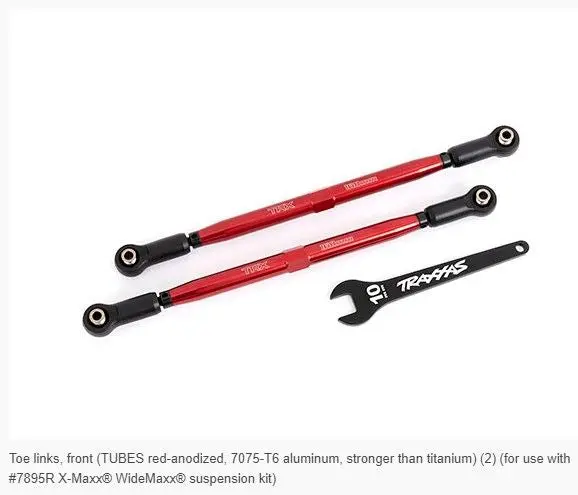 Traxxas Front Aluminium Toe Links 7075-T6: X-Maxx Widemaxx (Red) 1