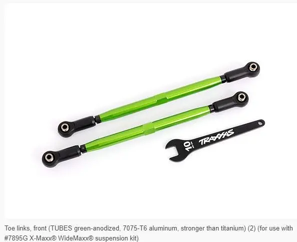 Traxxas Front Aluminium Toe Links 7075-T6: X-Maxx Widemaxx (Green) 1