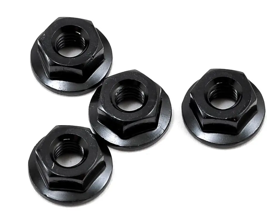 Yokomo M4 Aluminum Serrated Flanged Nut: Black (4) 1