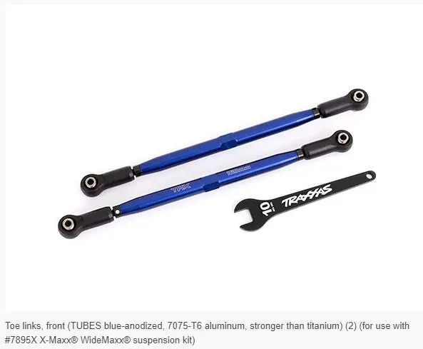 Traxxas Aluminum Front Toe Links Tubes 7075-T6 Widemaxx: Blue 1