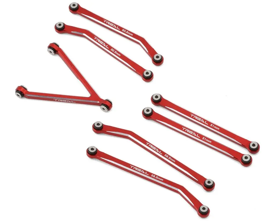 Treal Aluminum High Clearance Link Set: Scx24 Jlu/C10/Bronco (Red) 1