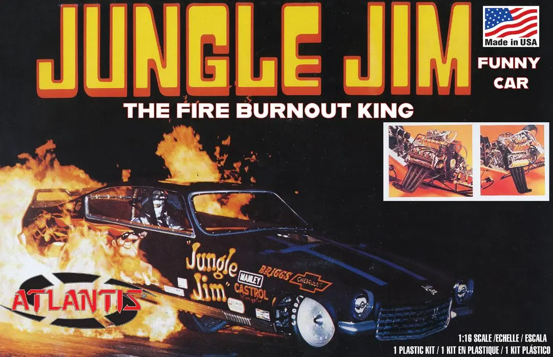 Atlantis 1/16 Jungle Jim Vega Funny Car "Fire Burnout King" Model Kit 1