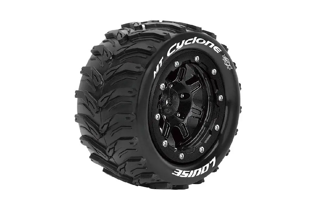 Louise Rc Cyclone 1/10 Mt Tires On Black Chrome Rims 1/2 Offset: Maxx 1